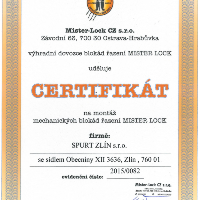 Certifikat Mister Lock